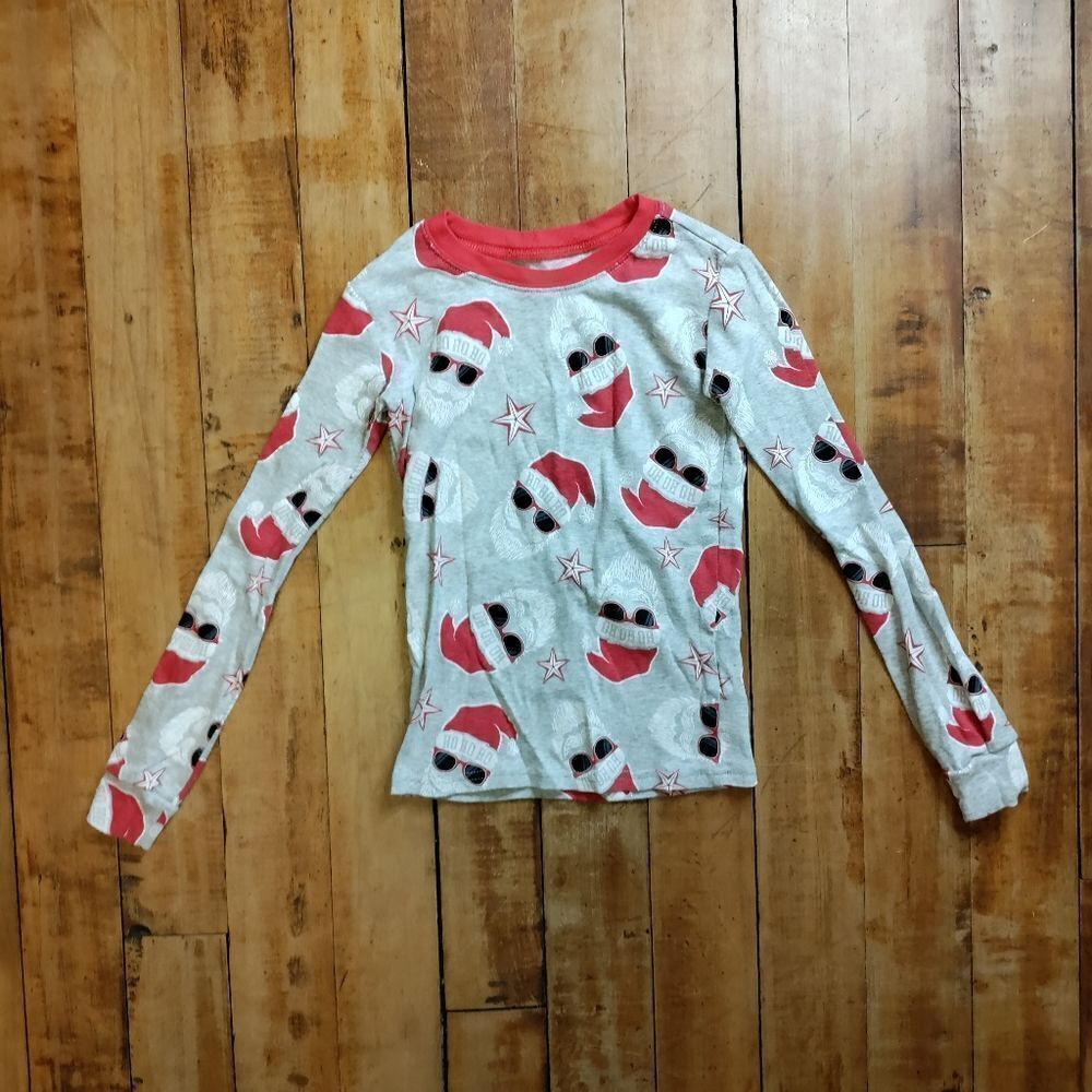 Place size 8 Christmas pajamas set Santa cotton unisex holiday red gray - Picture 4 of 5